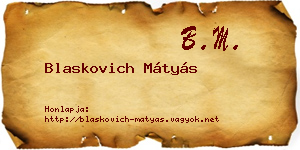 Blaskovich Mátyás névjegykártya